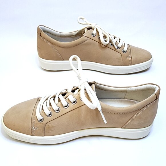 ECCO Soft 7 Shoes Womens 8.5 Tan Nubuck Leather Slip On Comfort Sneaker EU39 - Picture 2 of 9